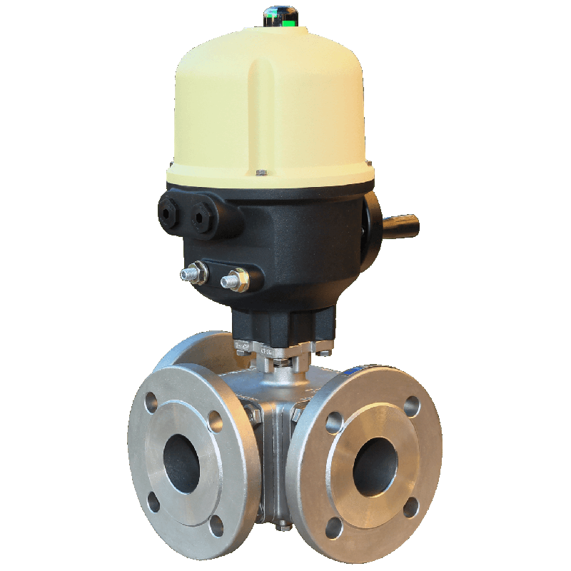 Tripotni krogelni ventil z elektromotornim pogonom